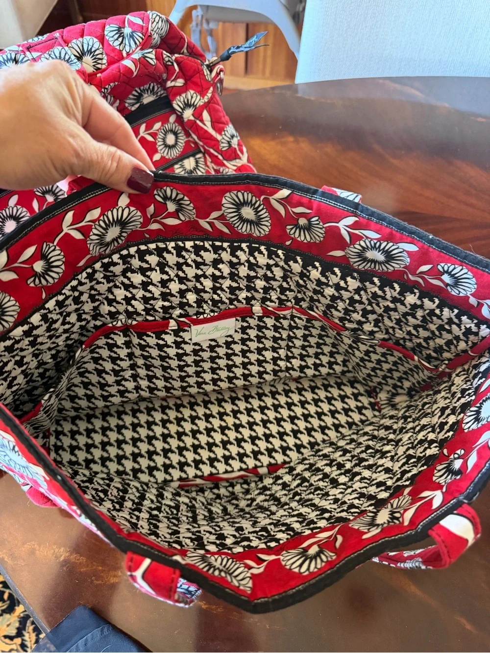 Vera Bradley Red Quilted Floral Tote, Shoulder Bag & Wristlet Set
